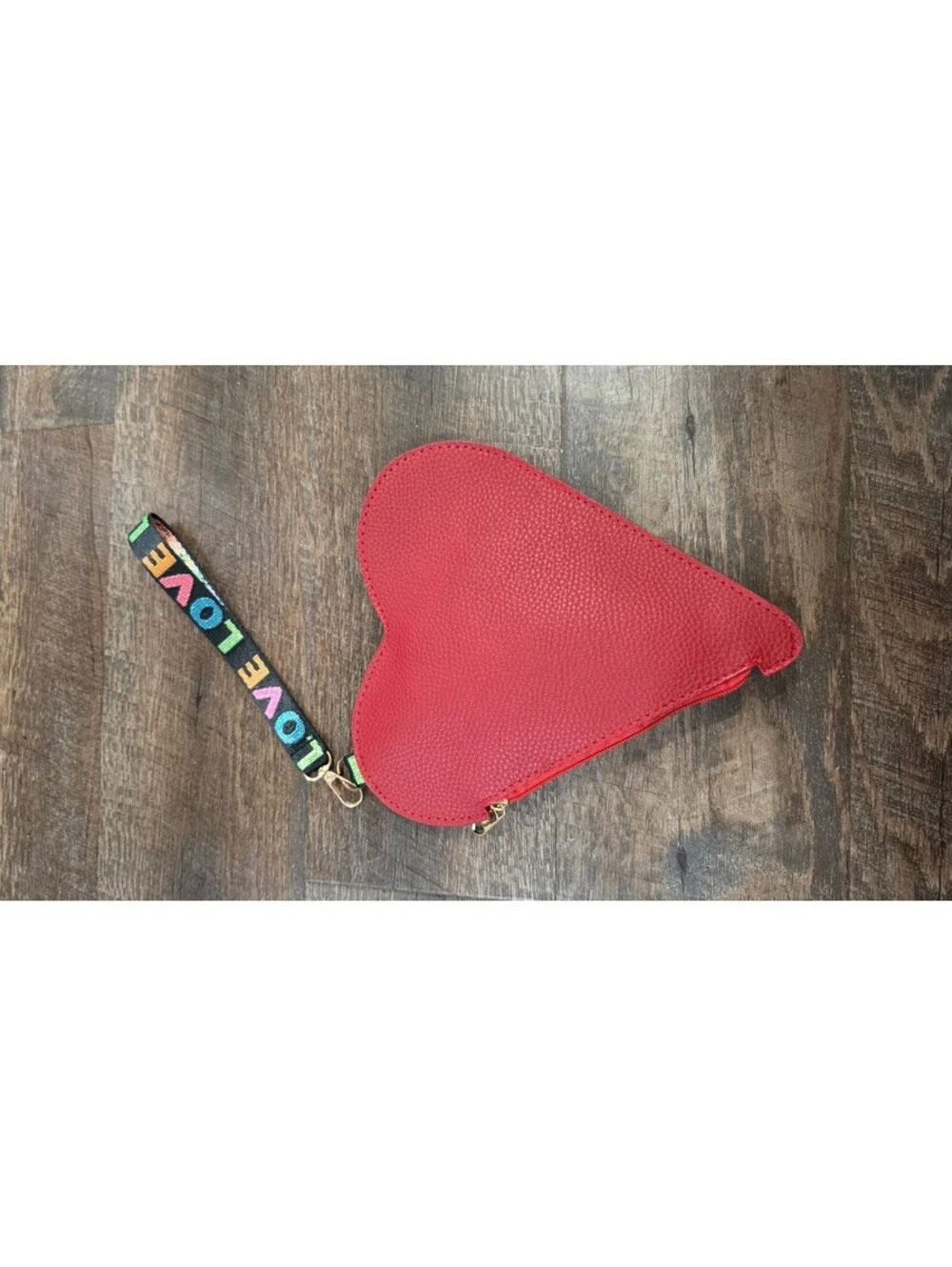 Red Heart Shaped Wristlet Bag with LOVE Strap